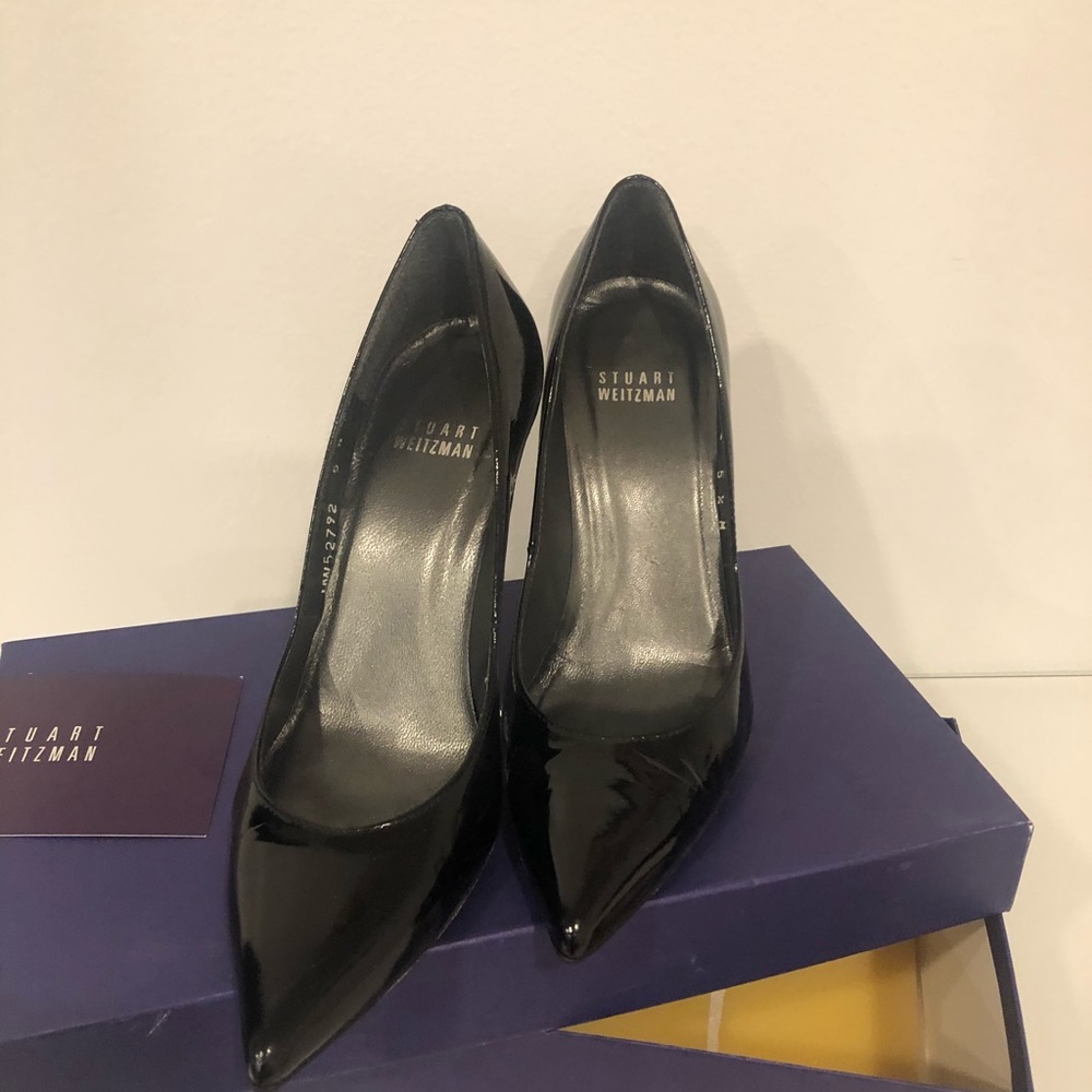 Stuart Weitzman Patton leather black woman’s heel shoe
